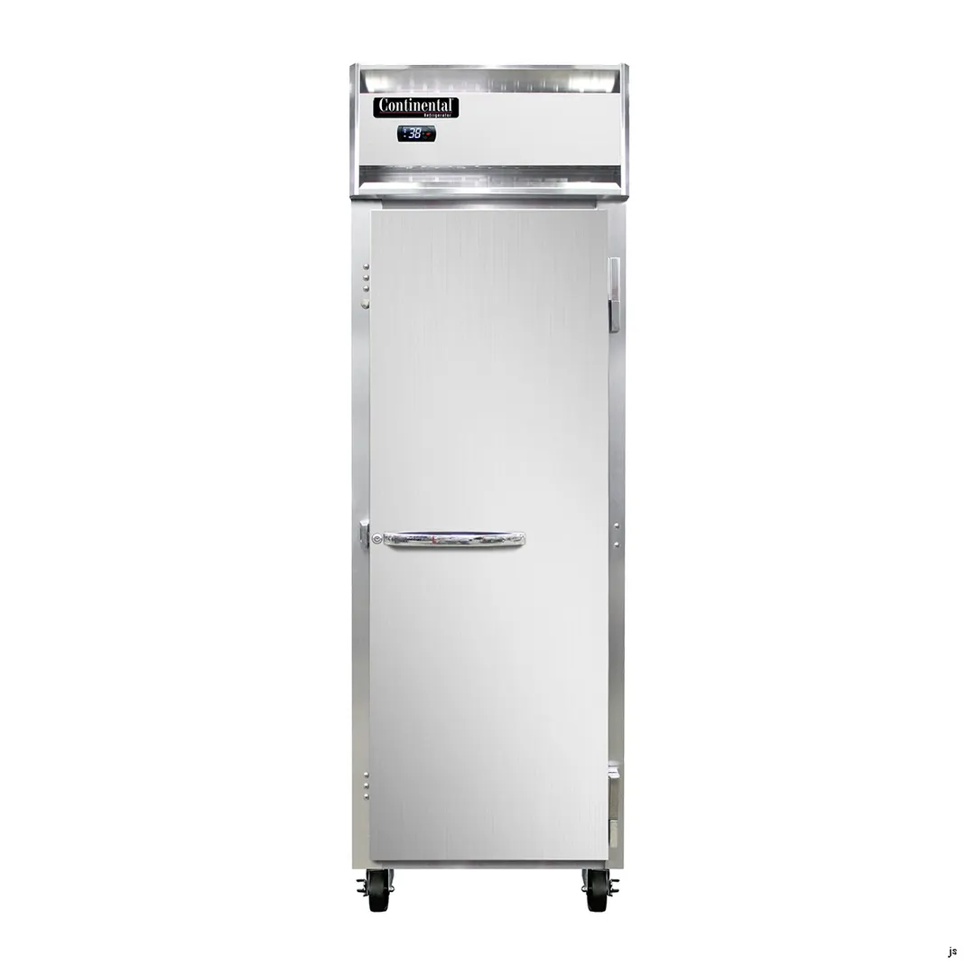 Continental Refrigerator 1RN 26" 1-Section Reach-In Refrigerator w/ Solid Door, Stainless Steel Front Aluminum Exterior, 20 cu. ft.