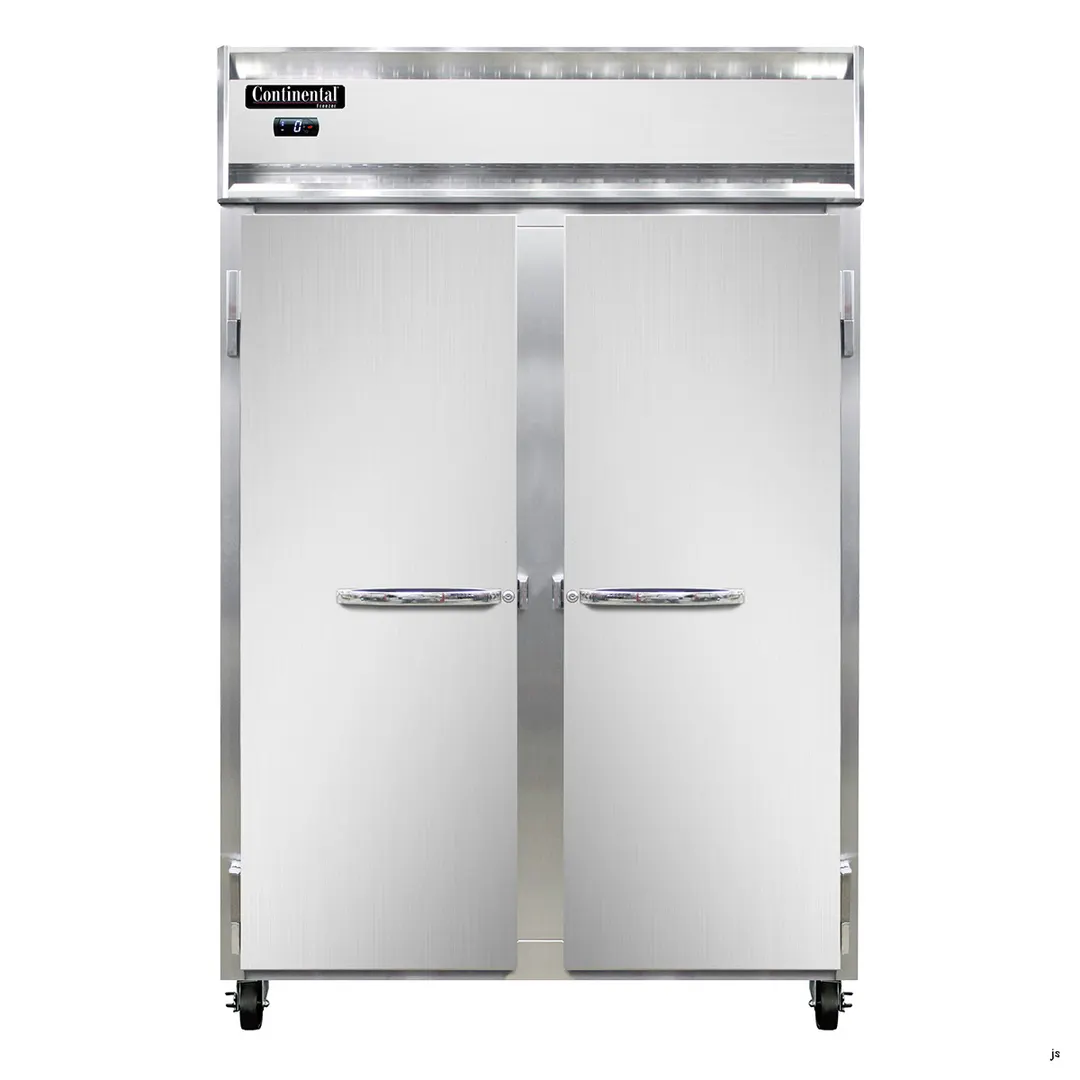 Continental Refrigerator 2FN 52" 2-Solid Door Reach-In Freezer, Top Mounted, 48 cu. ft., Stainless Steel Front
