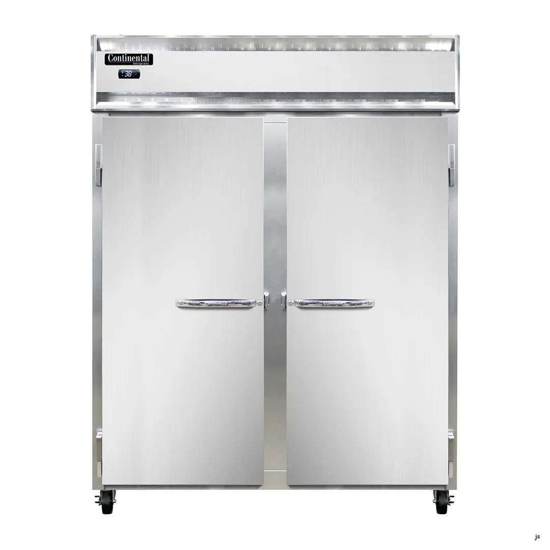 Continental Refrigerator 2REN 57" 2-Section Reach-In Refrigerator w/ 2 Solid Doors, Stainless Steel Front Aluminum Exterior, 50 cu.ft.