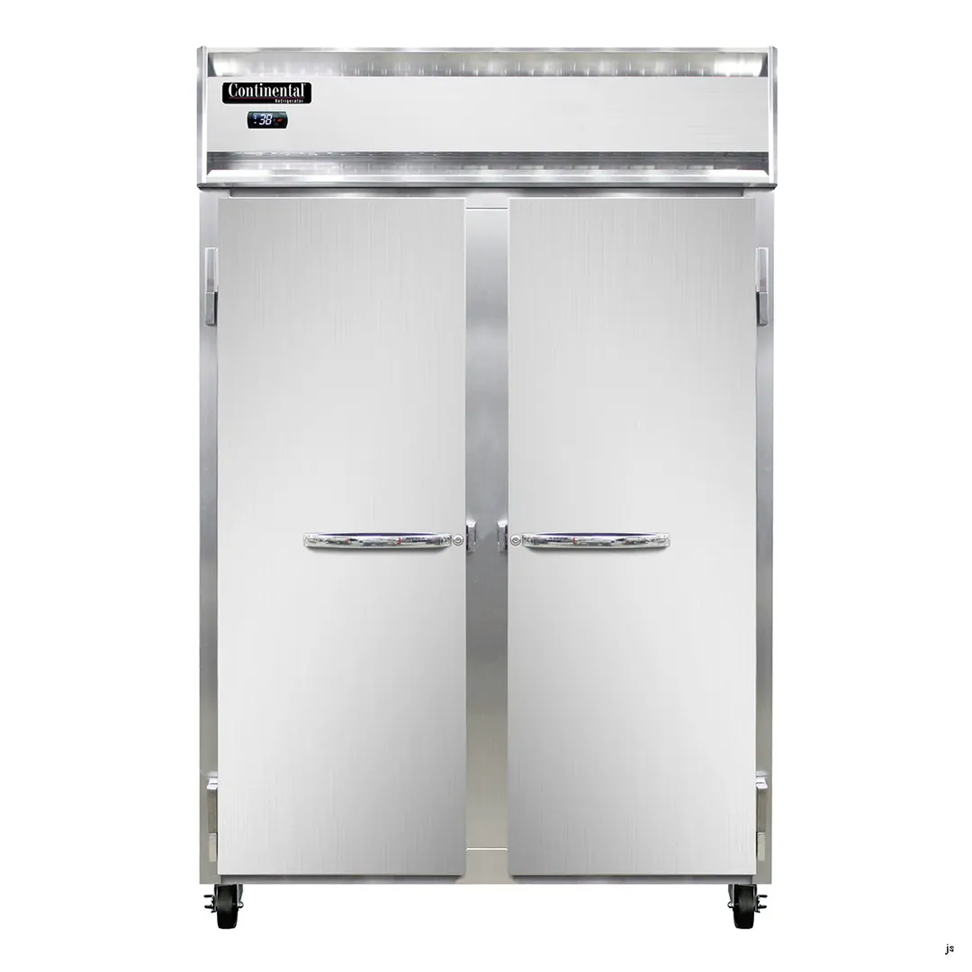 Continental Refrigerator 2RN 52" 2-Section Reach-In Refrigerator w/ 2 Solid Doors, Stainless Steel Front Aluminum Exterior, 48 cu.ft.