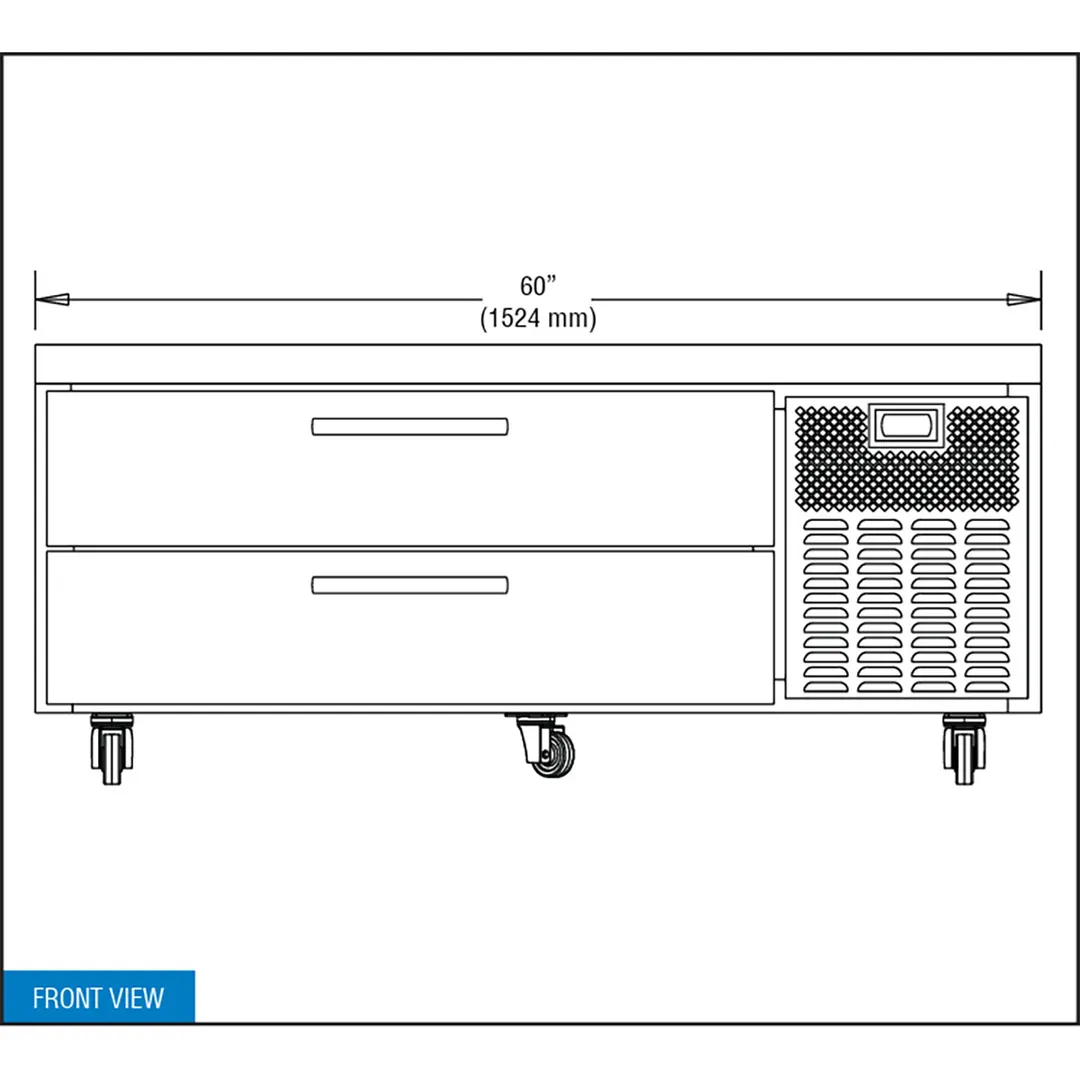 Continental Refrigerator D60GN 60" 2 Drawers Refrigerated Chef Base w/ Marine Edge