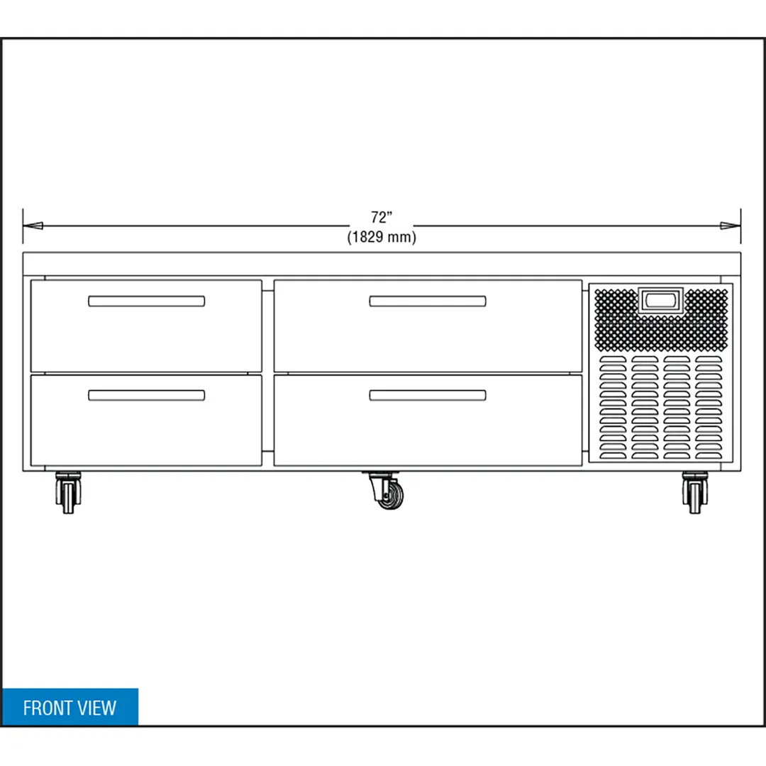 Continental Refrigerator D72GN 72" 4 Drawers Refrigerator Griddle Stand Chef Base w/ Marine Edge
