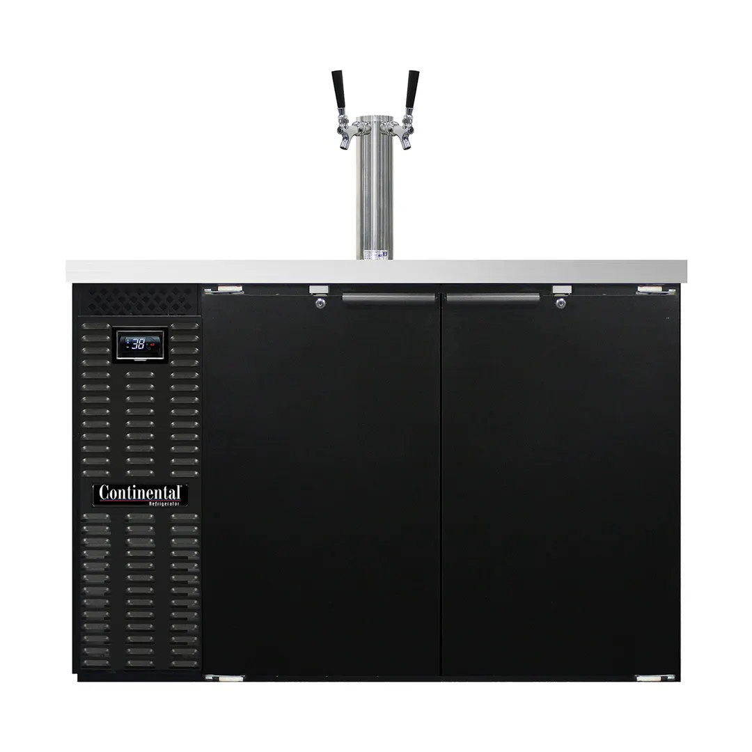Continental Refrigerator KC50N – 50" Keg Cooler, 16 Cu ft, Black Enamel, 2‑Tap Column, Digital