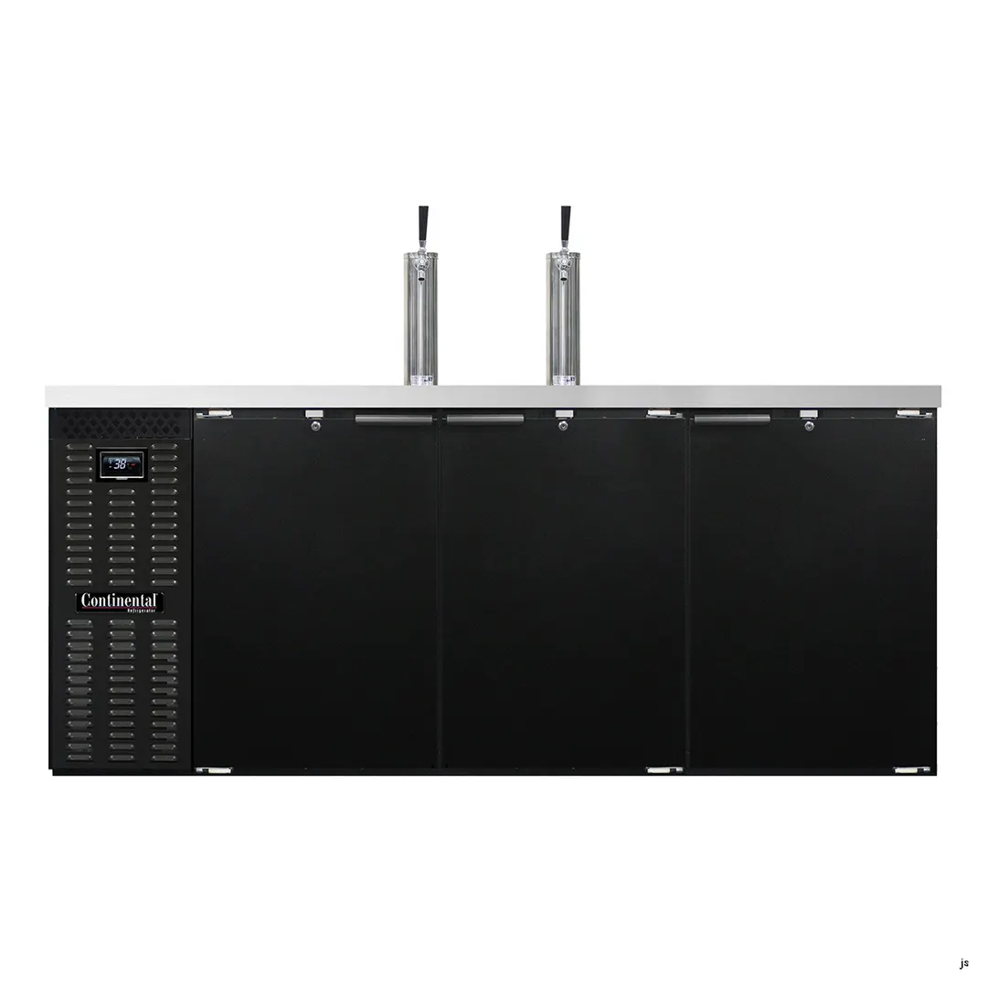 Continental Refrigerator KC79N - 79" 2-Column Keg Cooler, 28 cu ft, Black Enamel, 3-Barrel, Alarm