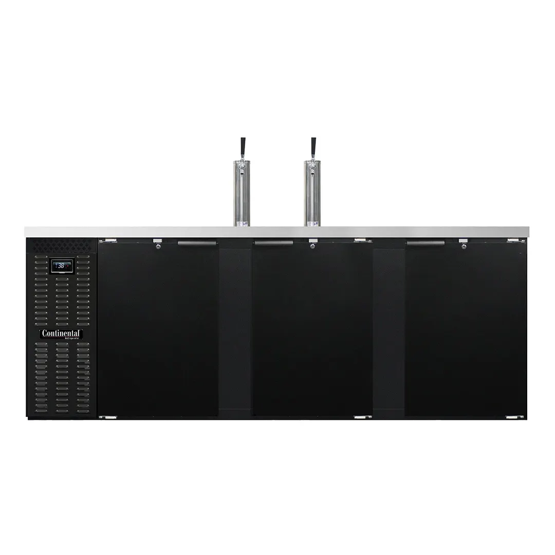Continental Refrigerator KC90N – 90" 2‑Column Keg Cooler, 35 cu ft, Black, 4‑Barrel, R290, Stainless