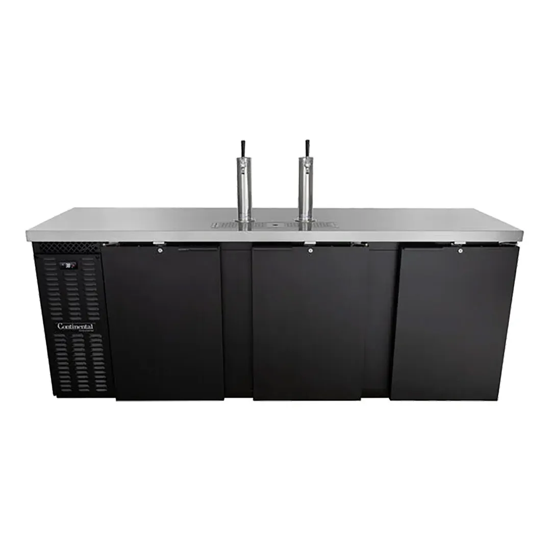 Continental Refrigerator KC90N – 90" 2‑Column Keg Cooler, 35 cu ft, Black, 4‑Barrel, R290, Stainless
