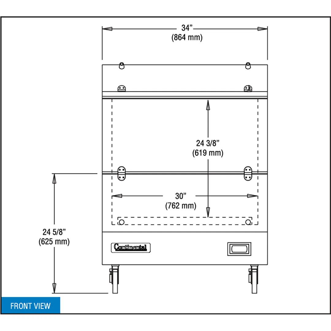 Continental Refrigerator MC3NS 34" Single Sided Milk Cooler, Forced Air, 8 Crates Capacity