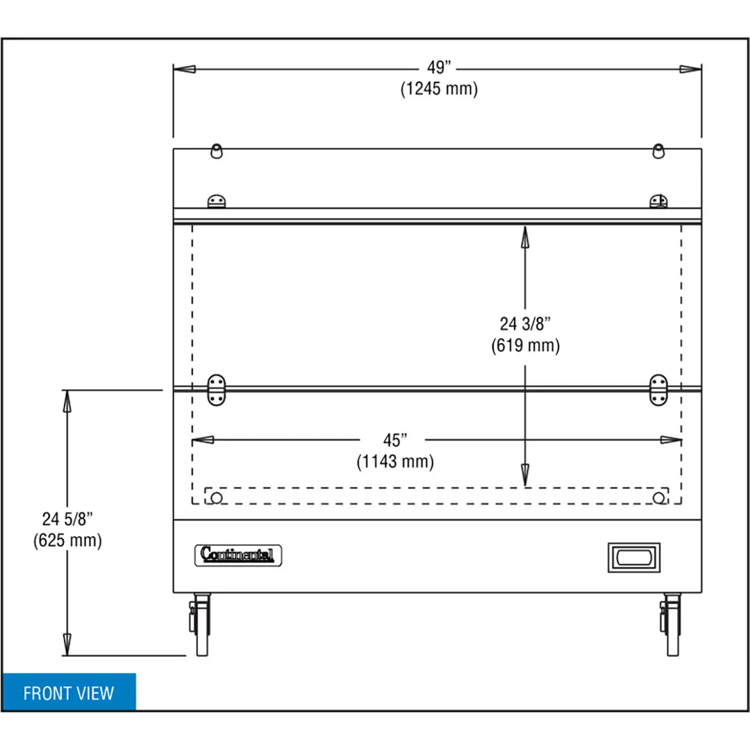Continental Refrigerator MC4NS 49" Single Sided Milk Cooler, Forced Air, 12 Crates Capacity