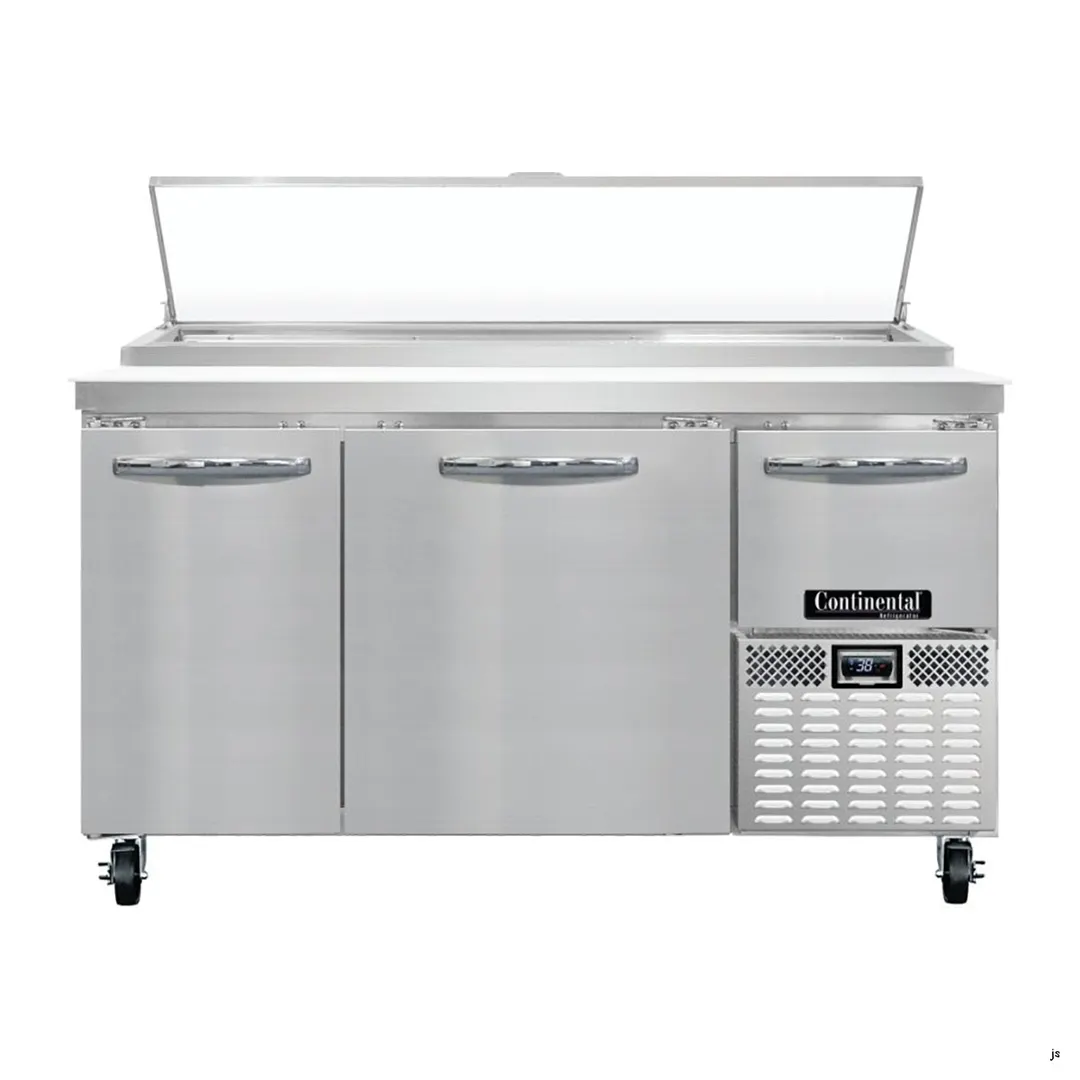 Continental Refrigerator PA60N 60" Pizza Prep Table w/ 2 Full & 1 Half Doors, 19 cu. ft.