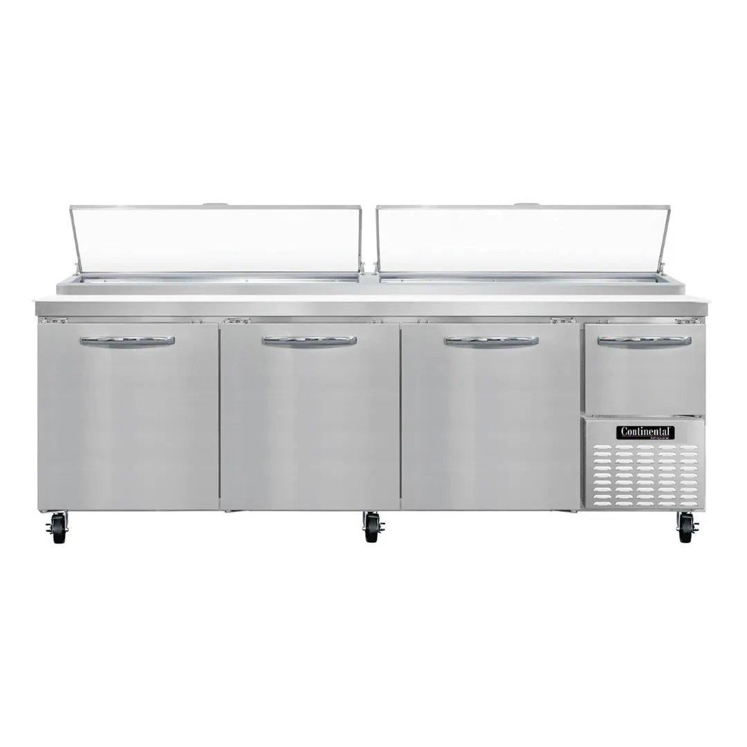 Continental Refrigerator PA93N 93" Pizza Prep Table w/ 3 Full & 1 Half Doors, 32 cu. ft.