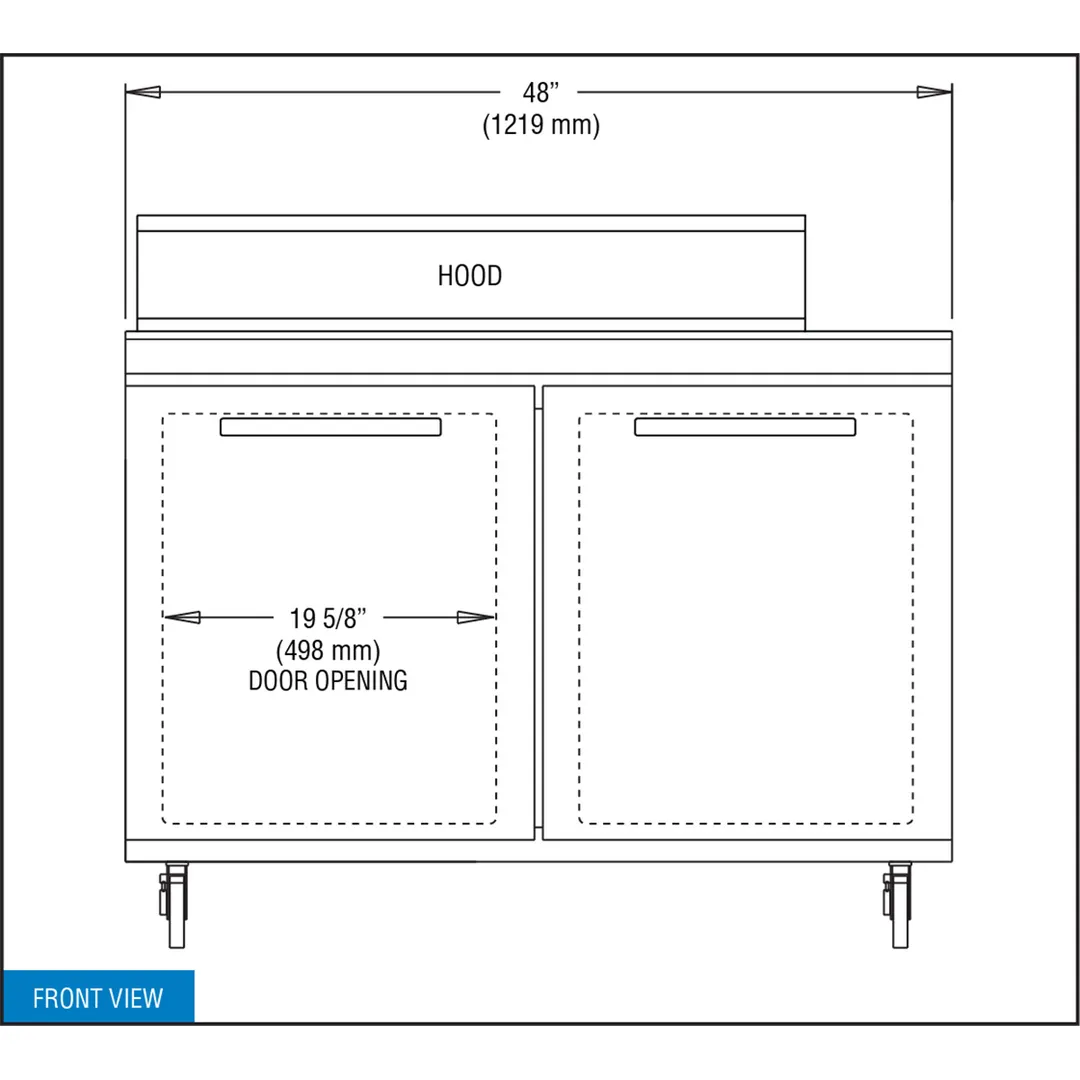 Continental Refrigerator SW48N10 48" 2-Door Sandwich and Salad Prep Table, 10 Pans, Stainless Steel Exterior