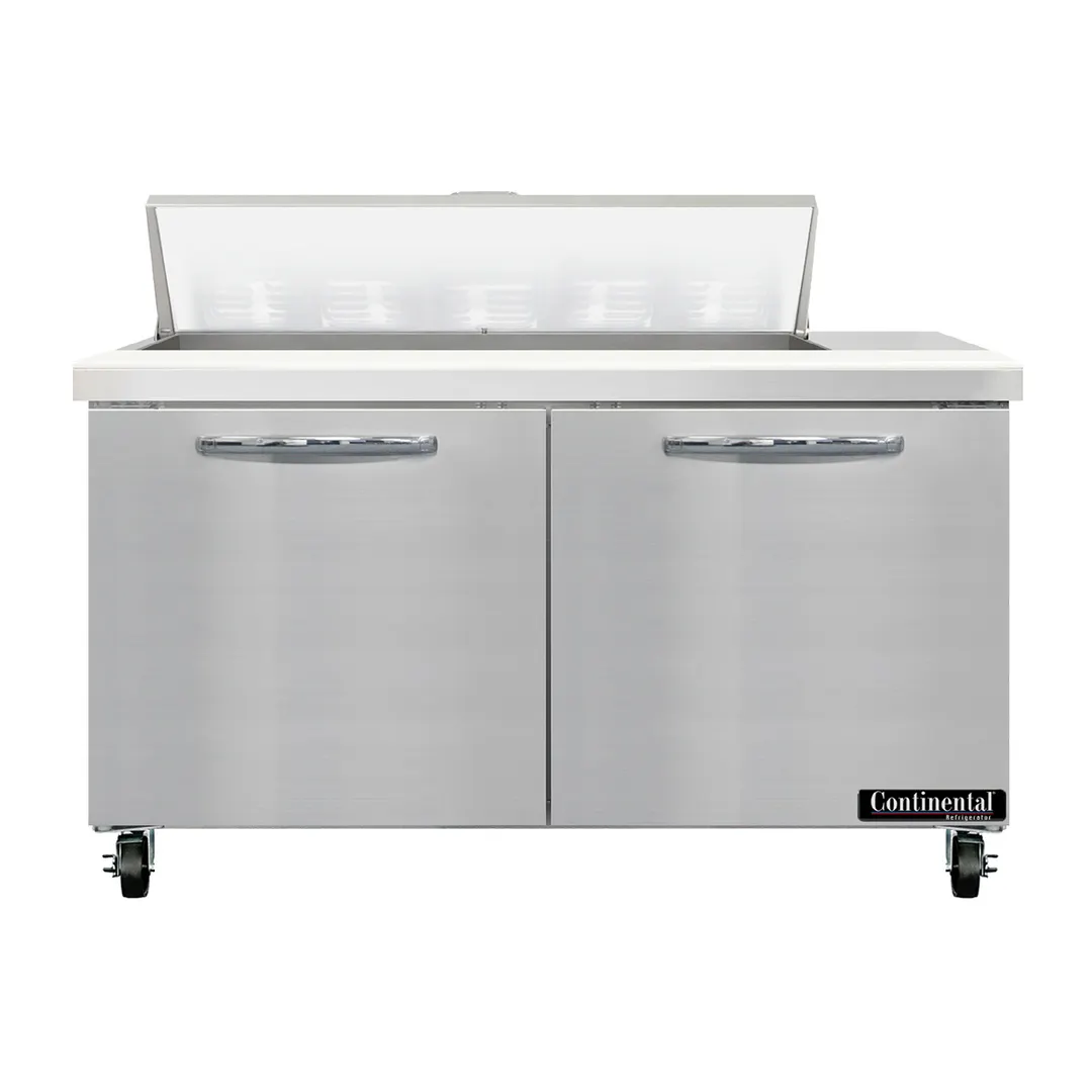 Continental Refrigerator SW48N10 48" 2-Door Sandwich and Salad Prep Table, 10 Pans, Stainless Steel Exterior