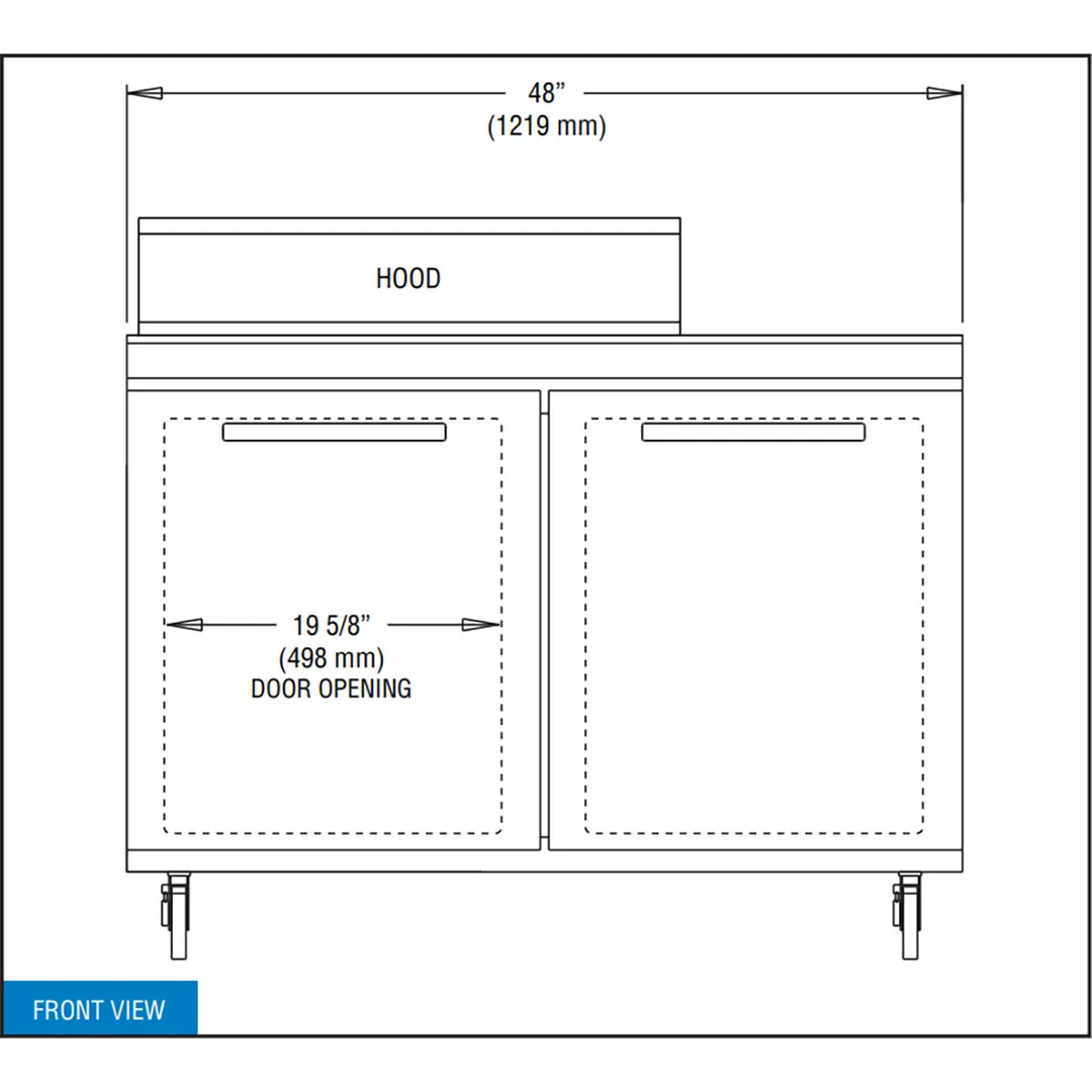 Continental Refrigerator SW48N8 48" 2-Door Sandwich and Salad Prep Table, 8 Pans, Stainless Steel Exterior