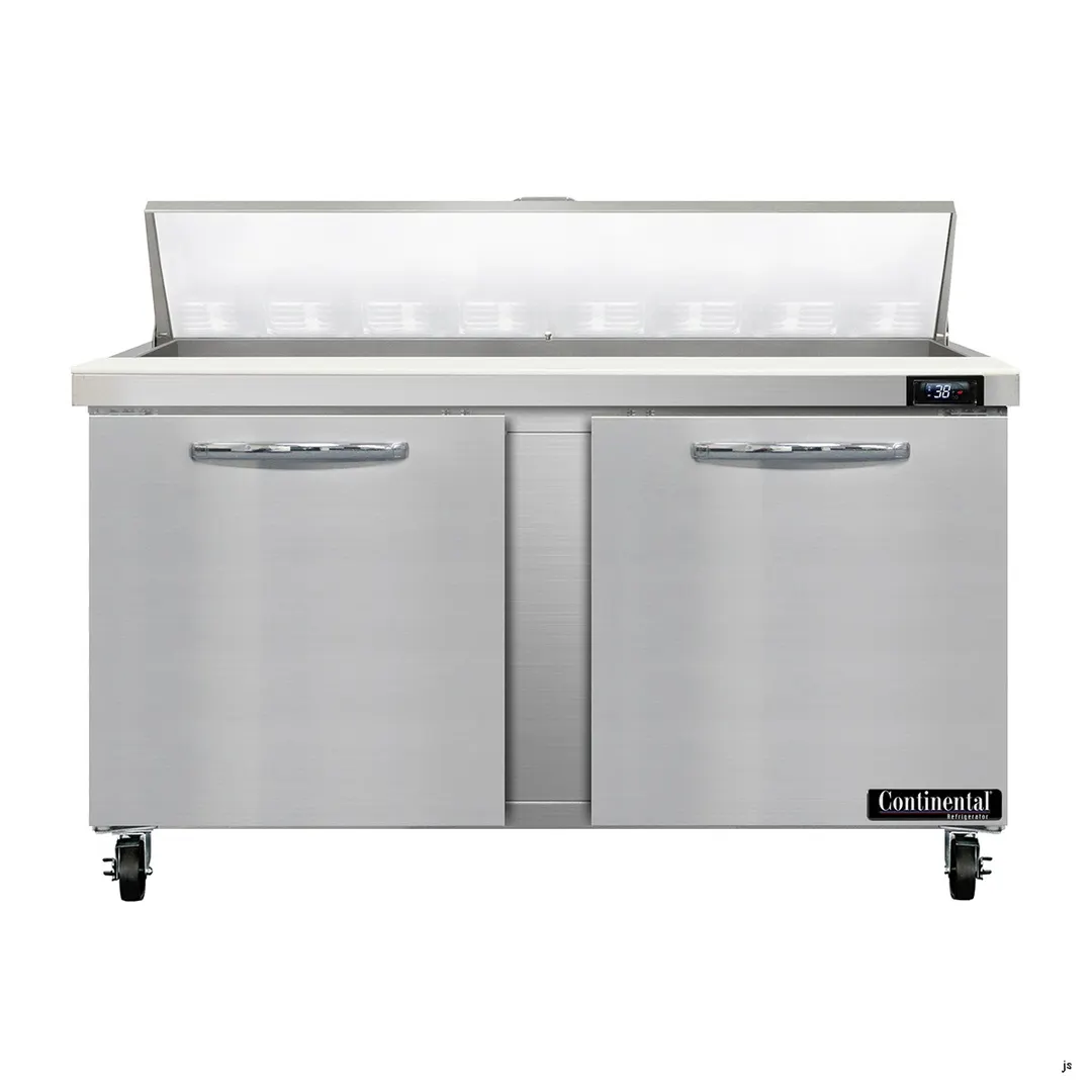 Continental Refrigerator SW60N16 60" 2-Door Sandwich and Salad Prep Table, 16 Pans, Stainless Steel Exterior