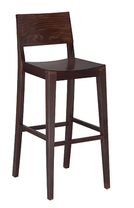 G & A 9640-W-VS Madison Barstool – Veneer Back & Seat, Walnut Finish, Beechwood Frame, Footrest, Plastic Glides
