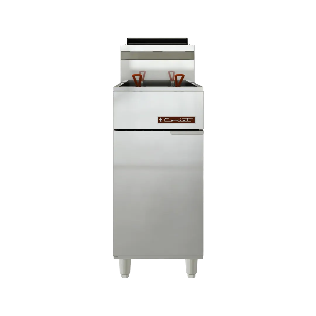 Coriat USA TURBO-25.5-4Q 29" Floor Model Gas Deep Fryer, Full Pot, NG/LP, 50 Ibs, 120.000 BTU