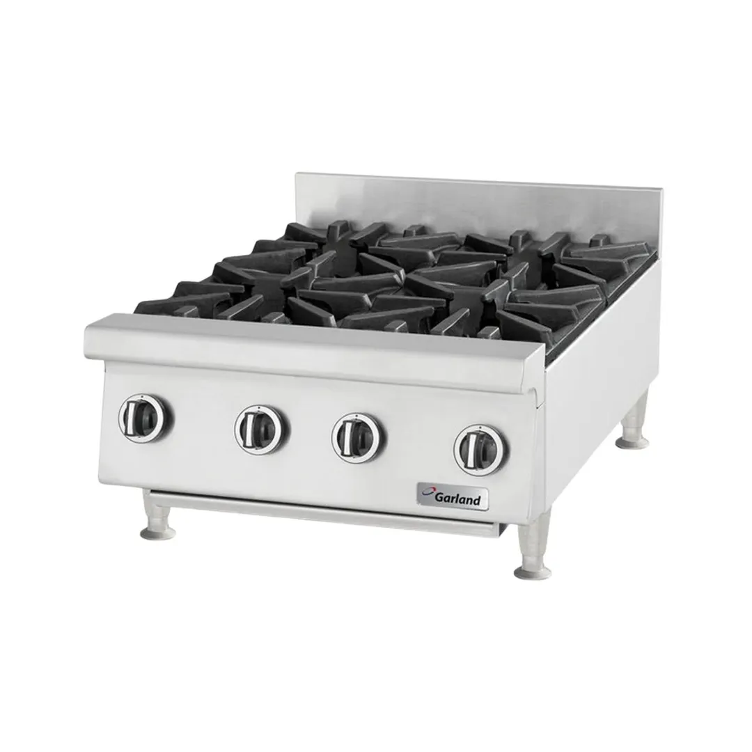 Garland US Range GTOG24-4 24" Countertop Heavy Duty Gas Hotplate with (4) Burners, 120.000 BTU