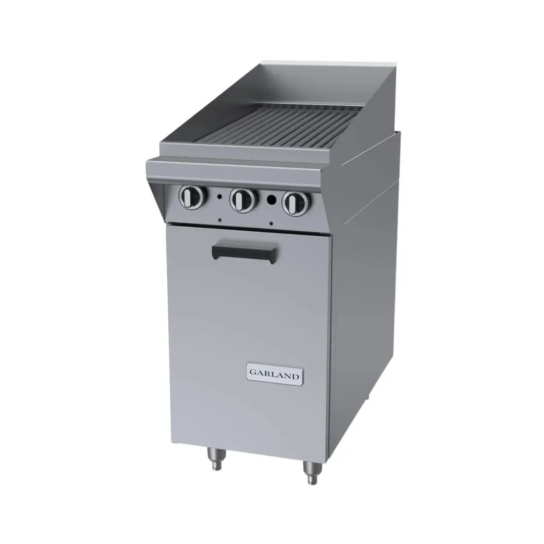 Garland US Range M17B Gas 17" Heavy Duty Range w/ 17" Full Briquette Charbroiler, (1) Cabinet Base, 45.000 BTU