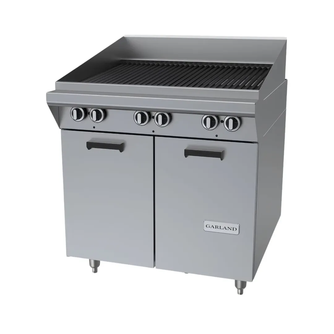 Garland US Range M34B 34" Gas Heavy Duty Range w/ 34" Full Briquette Charbroiler, (1) Cabinet Base, 90.000 BTU