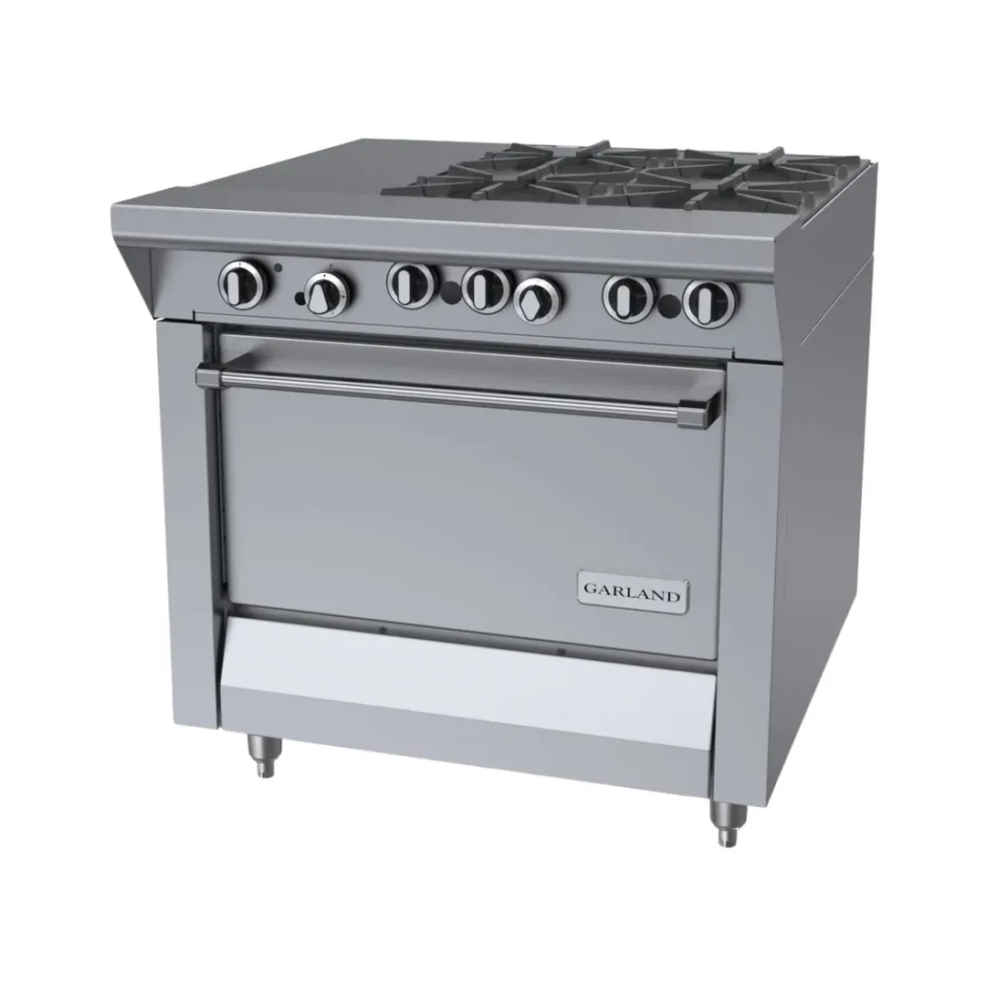 Garland US Range M43-1R 34" Gas Heavy Duty Range w/ (4) Open Burners, (1) Even Heat Hot Top, (1) Standard Oven, 158.000 BTU