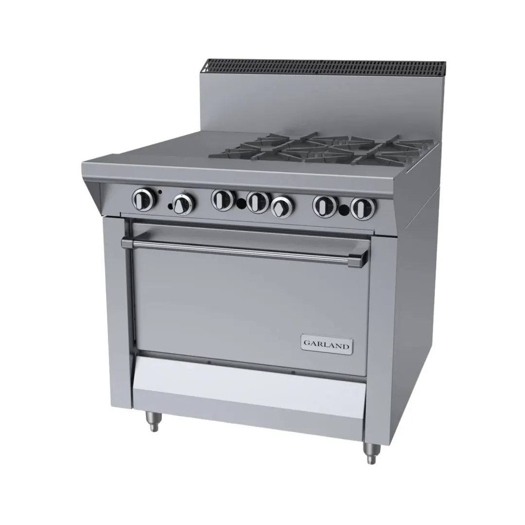 Garland US Range M43-1R 34" Gas Heavy Duty Range w/ (4) Open Burners, (1) Even Heat Hot Top, (1) Standard Oven, 158.000 BTU