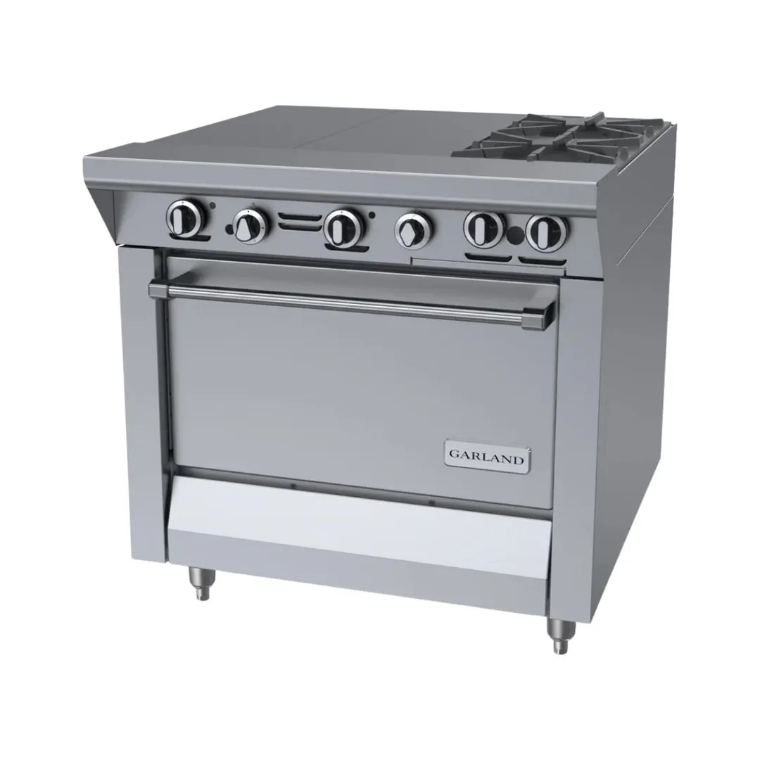 Garland US Range M43-2R 34" Gas Heavy Duty Range w/ (2) Open Burners, (2) Even Heat Hot Tops, (1) Standard Oven, 132.000 BTU