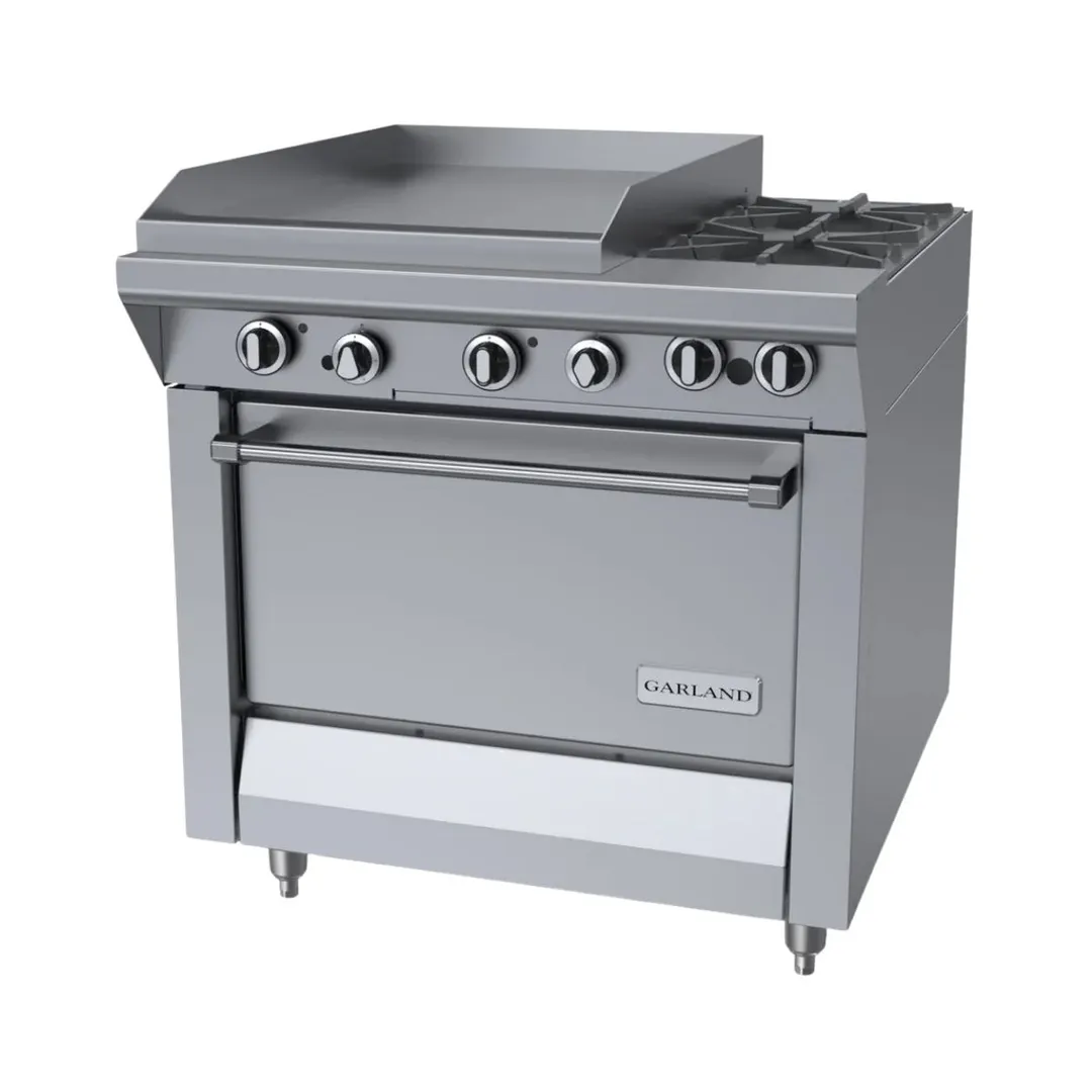 Garland US Range M47-23R 34" Gas Heavy Duty Range w/ (2) Open Burners, 23" Griddle Left, (1) Standard Oven, 154.000 BTU