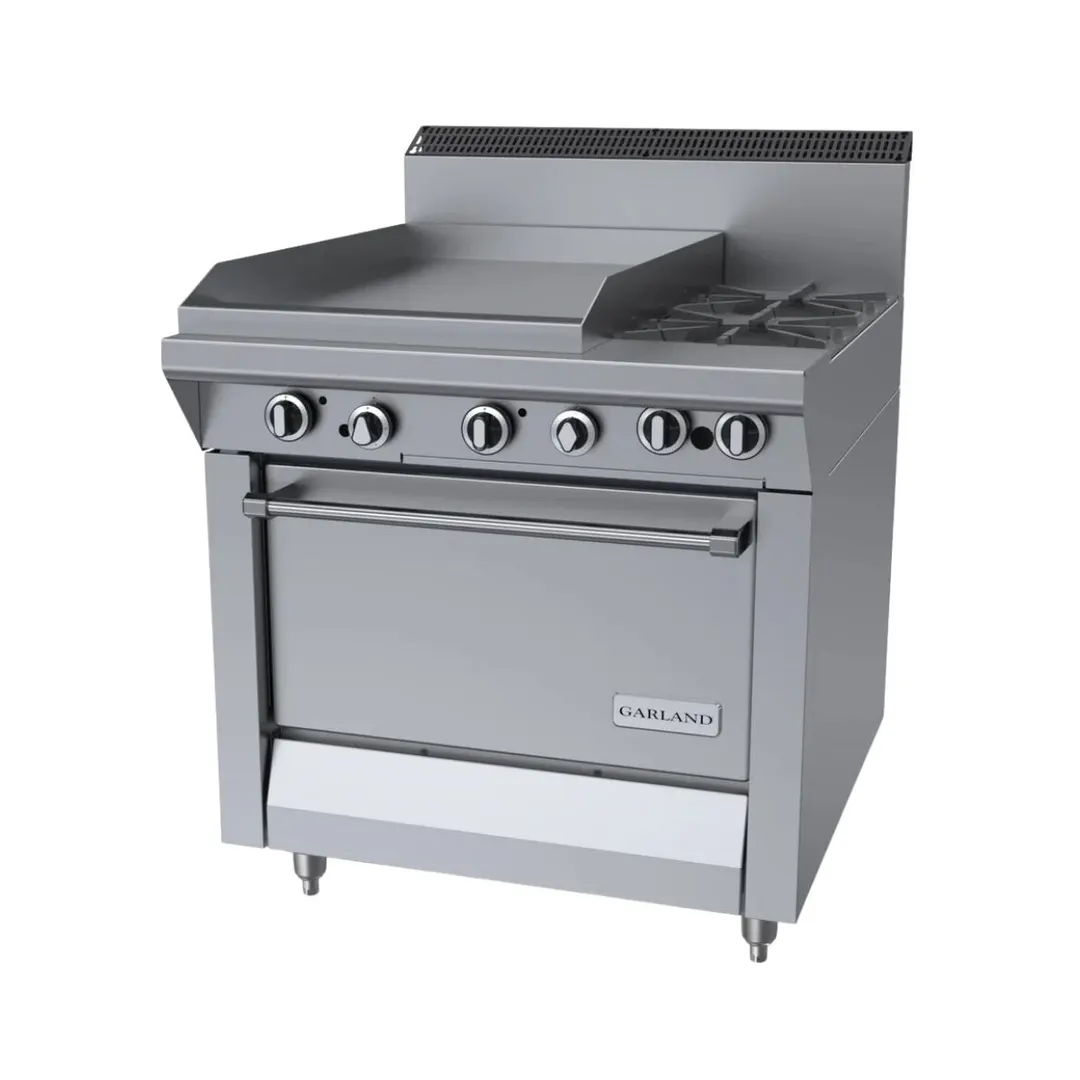 Garland US Range M47-23R 34" Gas Heavy Duty Range w/ (2) Open Burners, 23" Griddle Left, (1) Standard Oven, 154.000 BTU