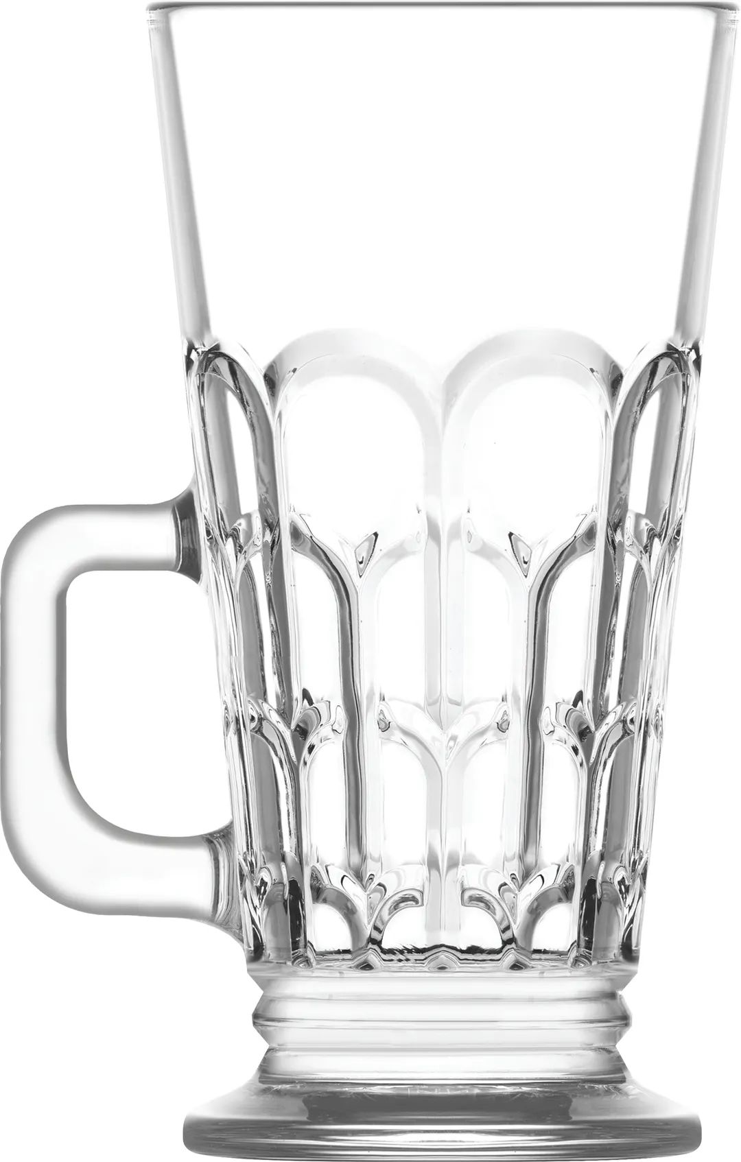 LAV HORECA ARH426 - Archie Glass Mug, 8 ¾ oz Capacity, 5 ¾" H, 3" Rim, Soda Lime Clear Glass - 6/Case