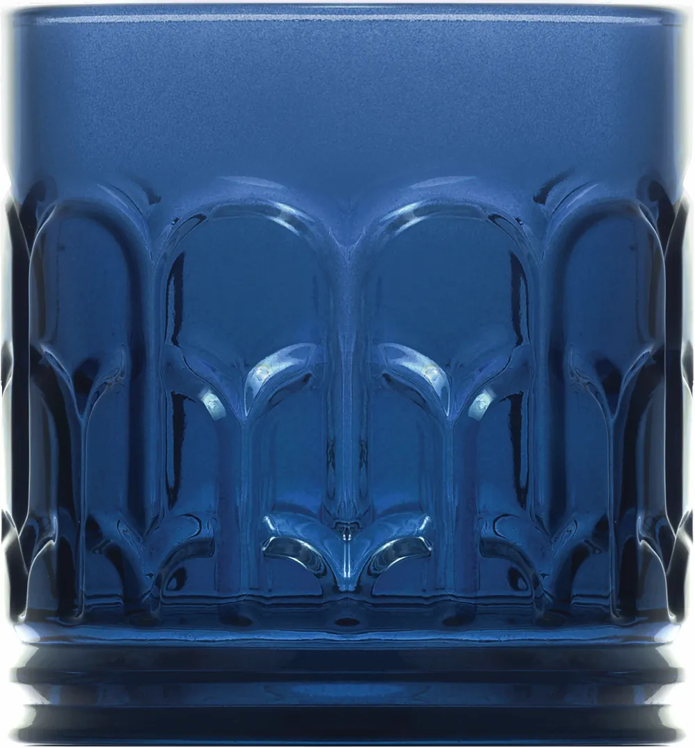 LAV HORECA ARH437 PFTCL0534-1 Whiskey Glass, 12.5 Oz (3½" H x 3⅜" Ø), Soda Lime Glass, Blue - 24/Case