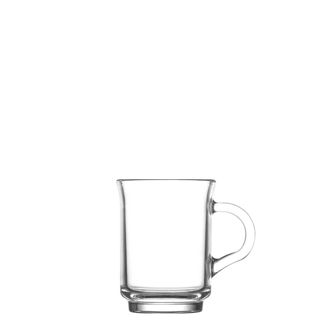 LAV HORECA ATH425TF - 8.5 oz Glass Mug, 3 7/8" H x 3" Dia, Soda Lime Glass - 12/Case