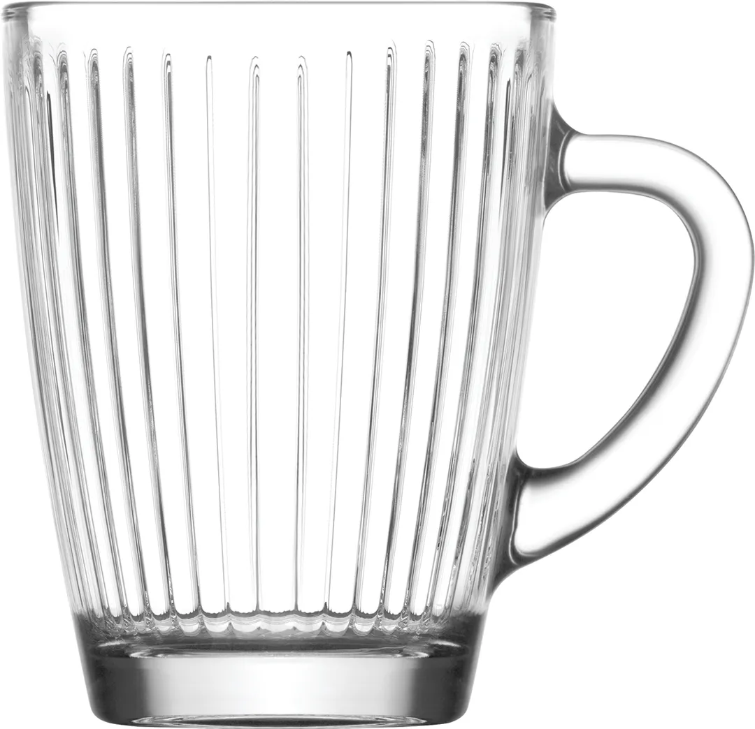 LAV HORECA BRG425 - Brugge Glass Coffee Mug, 8.5 oz (H 3 7/8" R 3"), Soda Lime Glass, 12/Case