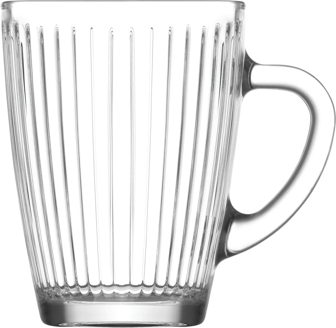 LAV HORECA BRG430 Brugge Glass Mug, 10 1/8 oz, Height 4 1/8", Rim Ø3 1/8", Soda Lime Glass - 12/Case