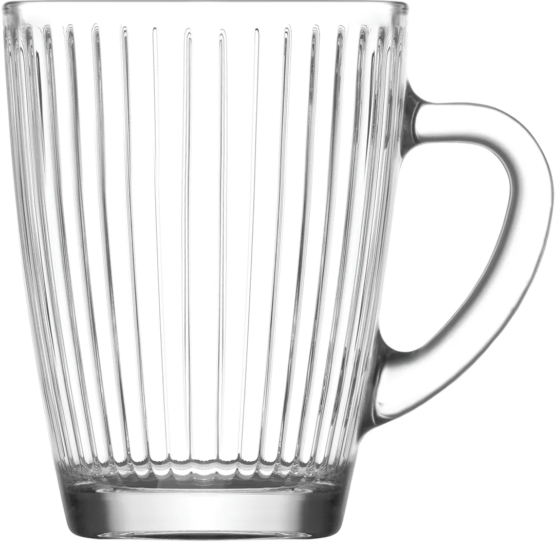 LAV HORECA BRG440 - Brugge Glass Coffee Mug, 13.5 oz (4"5" H x 3"5" R), Soda Lime Glass - 12/Case