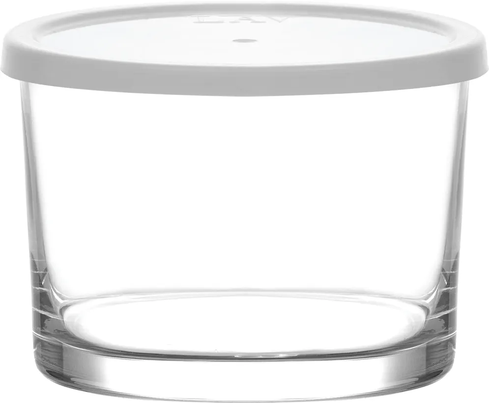 LAV HORECA CDZ324 PK0002 Glass Container White Lid, 8 1/8 oz (2¼" H x 3¼" Ø), 1 Qt - 12/Case