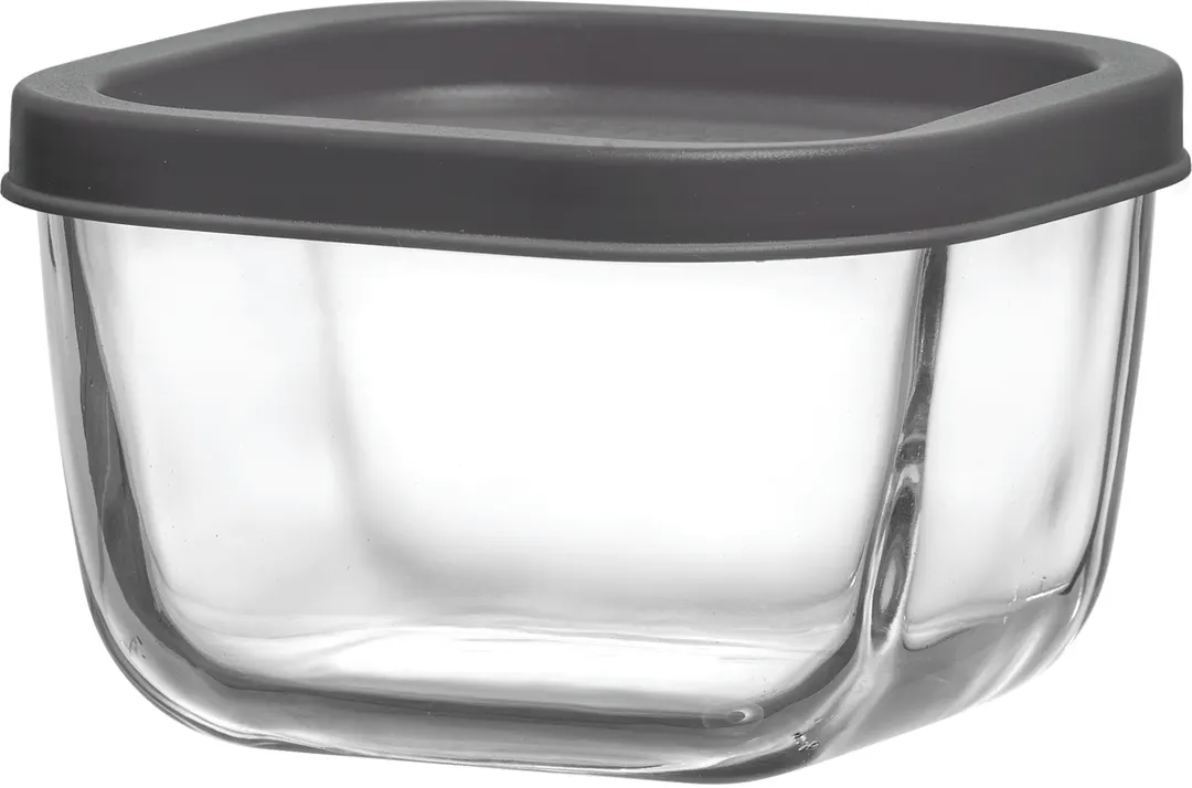 LAV HORECA CHI209 PK222 - Clear Glass Square Container with Gray Lid, 9 1/8 oz, 2¼" H, 12/Case