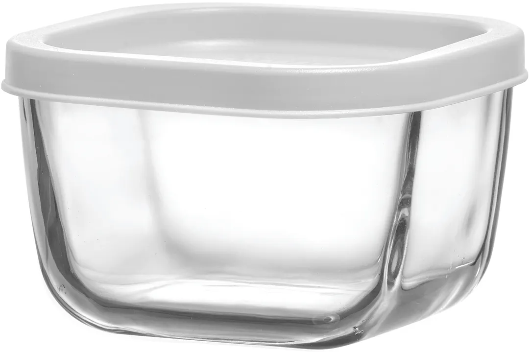 LAV HORECA CHI209 TFPK0002 - Clear Glass Container with White Lid, 9 1/8 oz (0.28 Qt) - 12/Case
