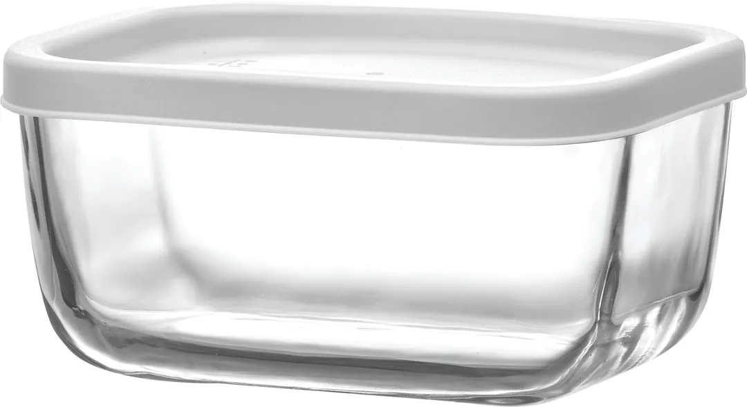 LAV HORECA CHI212 PK0002 - Clear Glass Food Container with White Lid, 13.75 oz (0.86 Qt) - 12/Case