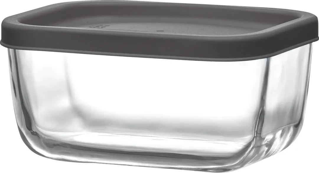 LAV HORECA CHI212 PK222 - Clear Glass Rectangular Container with Gray Lid, 13 3/4 oz - 12/Case