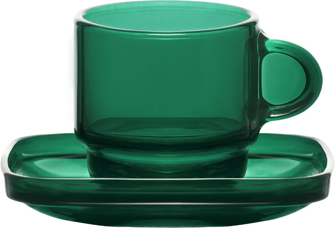 LAV HORECA CMB409 PFTCL0568-1 Cambridge Glass Coffee Cup, 3 oz Green Soda Lime, Stackable - 12/Case