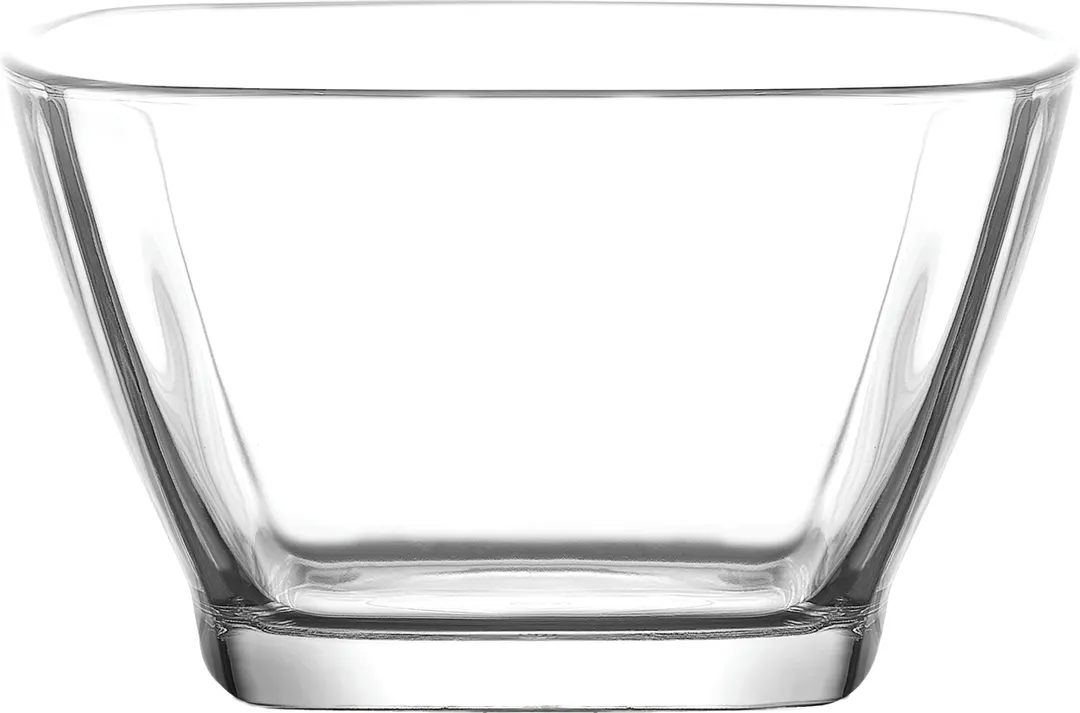 LAV HORECA DEL210 - Square Clear Glass Bowl, 2"-4" Size, 10.5 oz Capacity, Soda Lime, 12/Case