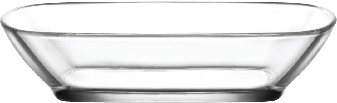 LAV HORECA DEL214TF - Clear Glass Rectangular Food Container, 7 3/4 oz (0.24 qt), No Lid - 12/Case