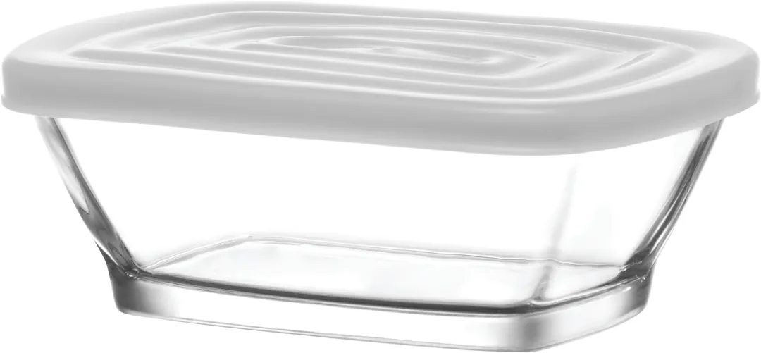 LAV HORECA DEL215 PK0002 - Glass Container with White Lid, 12.5 oz 0.39 qt, 2 1/8" H, 6/Case