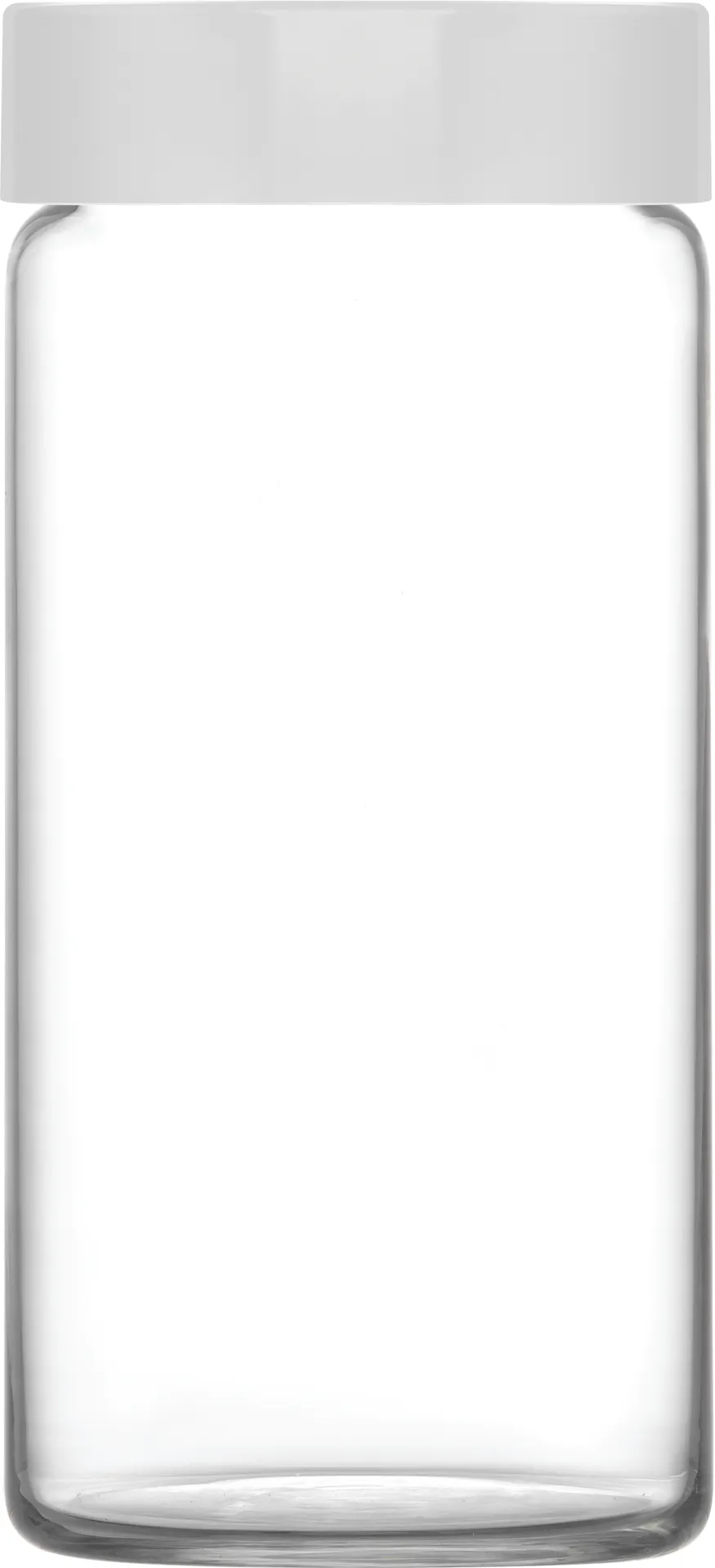LAV HORECA HVN140 PK0002 Phuket Jar, 30 3/8 oz 1‑2 Qt Glass with White Lid, 7" H x 3 1/8" R - 6/Case
