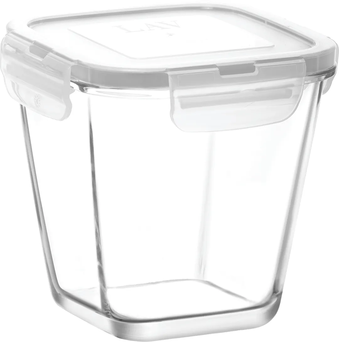 LAV HORECA KYO212 PK0002 - Food Container with Locked White Lid, 23.5 oz, Leakproof, <1 Qt - 6/Case
