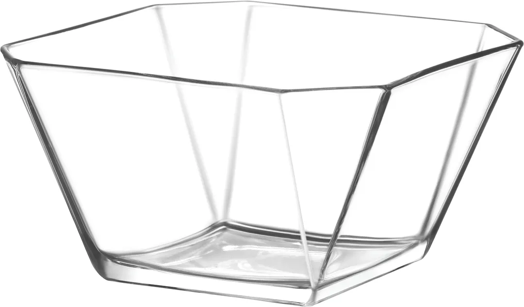 LAV HORECA MLN219 Square Glass Serving Bowl, Clear, 8‑10" (9¼" Ø) 64 oz Capacity, Soda Lime, - 2/Case