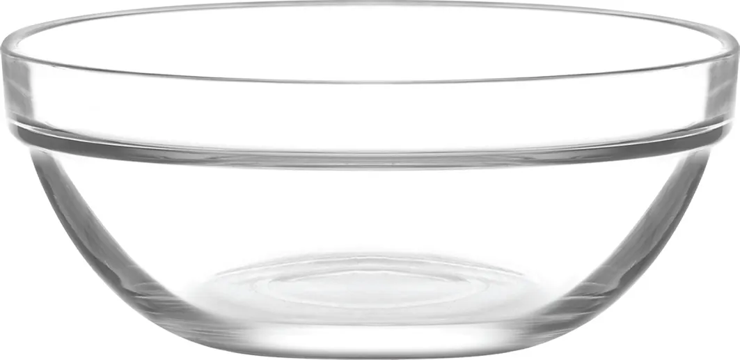 LAV HORECA MON209 Clear Glass Round Bowl, 4 5/8 oz (1.5" H x 3.5" Ø), Soda Lime, Stackable - 12/Case