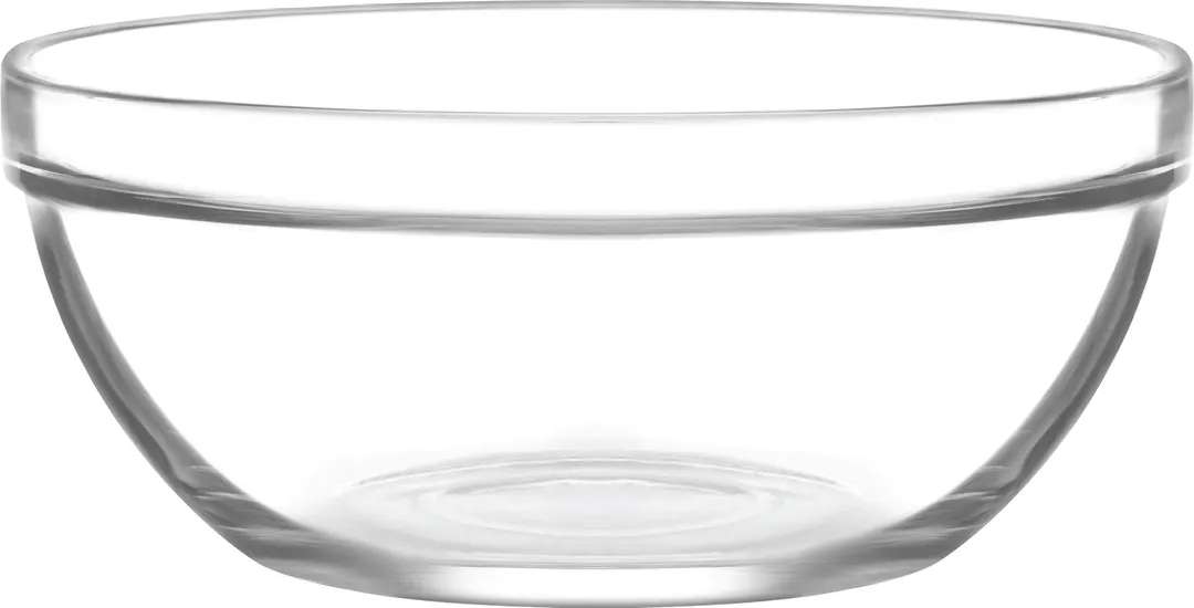 LAV HORECA MON226 Clear Glass Round Serving Bowl, 8‑10" (131 7/8 oz) Soda Lime, Stackable - 2/Case