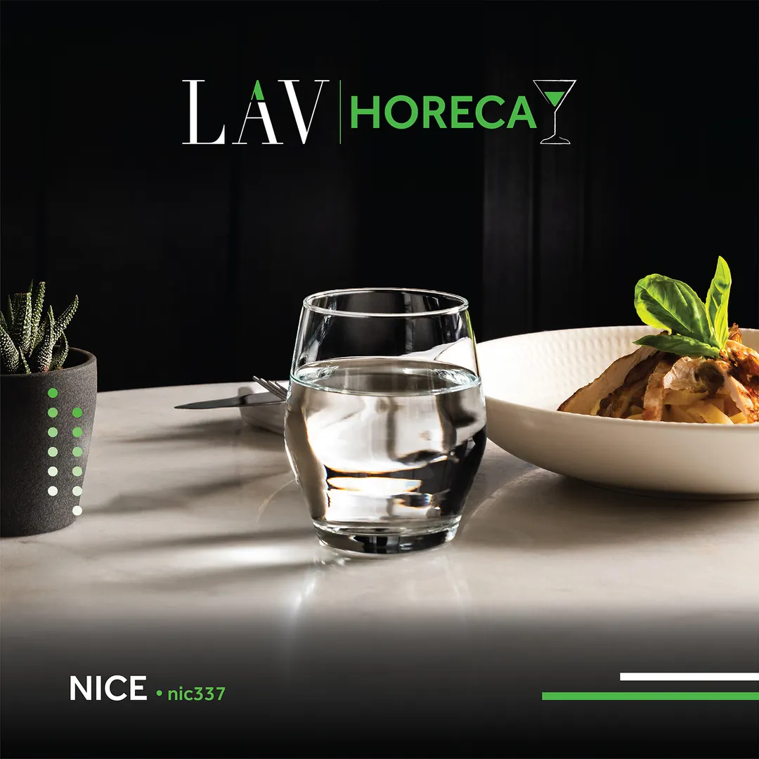 LAV HORECA NIC337 - 12.5 oz Soft Drink Glass, 3 7/8" Height, Soda Lime Glass, Fine Rim - 12/Case