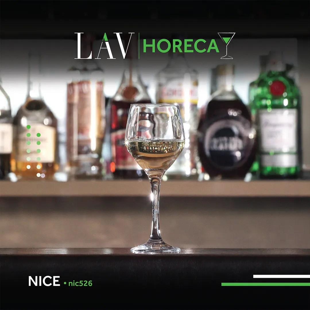 LAV HORECA NIC526 Wine Glass, 8.75 oz (7.5" H x 2.38" R⌀ x 2.5" B⌀), Fine Rim, Soda Lime, - 6/Case